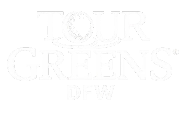 Linked text logo with lettering that reads 'Tour Greens Dallas'.