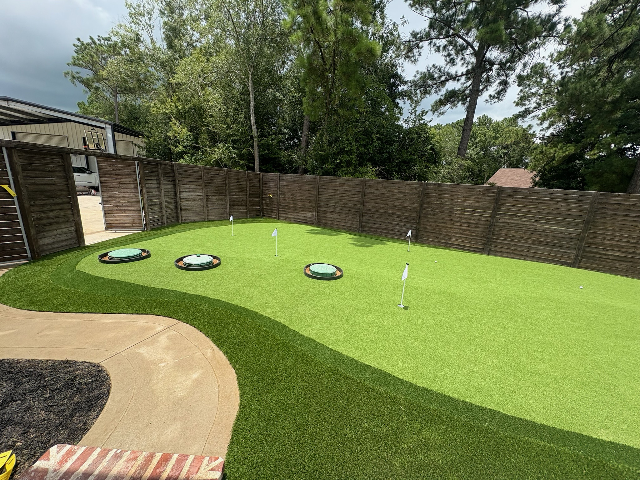 Synthetic putting green at a Plano, TX residential property
