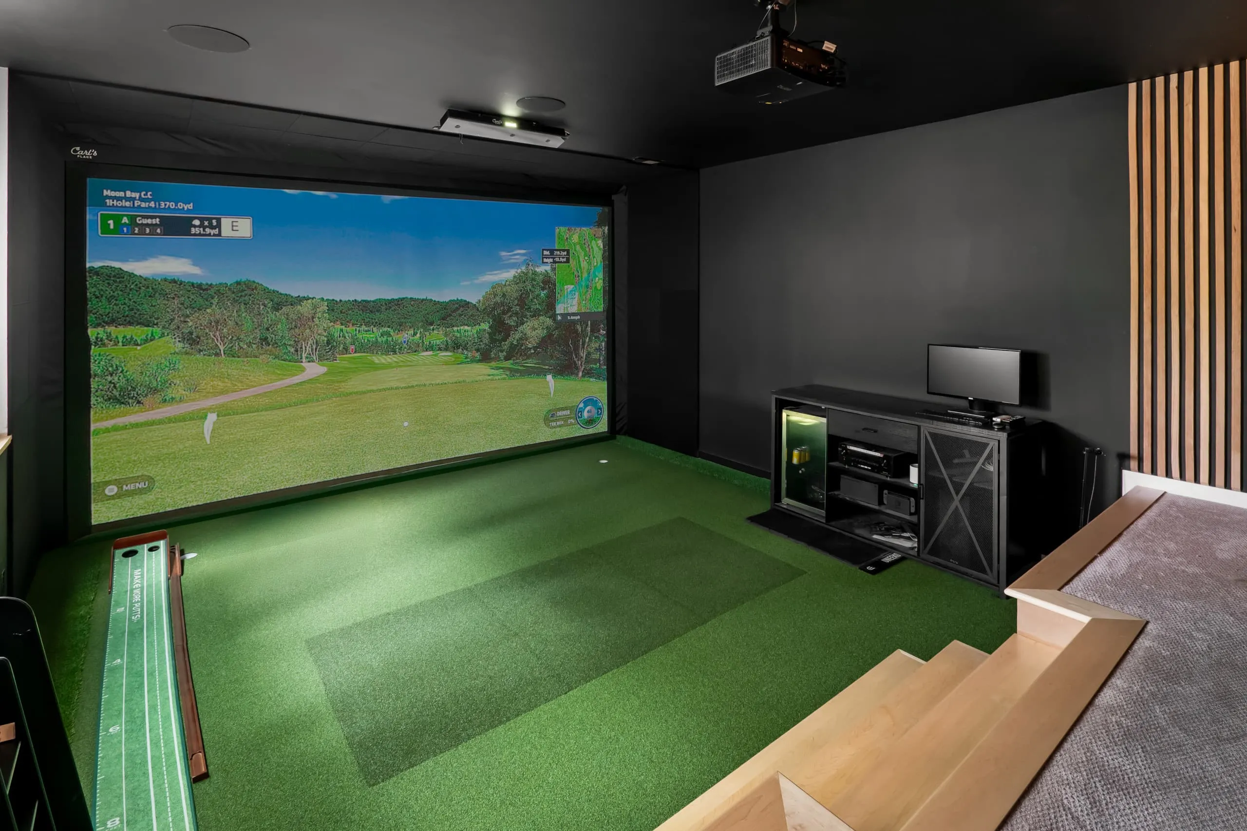 Tour Greens Dallas golf simulator and hitting turf installation